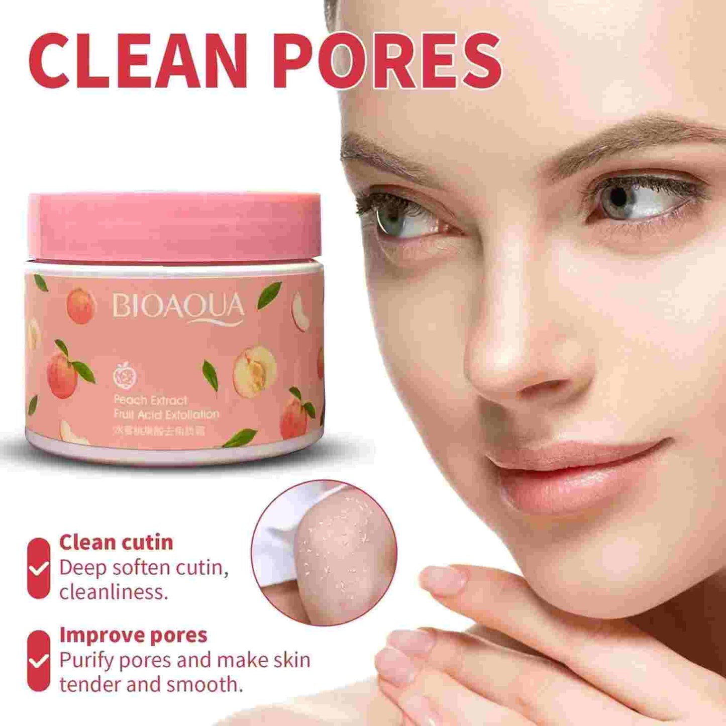 Bioaqua peach extract exfoliating face gel cream